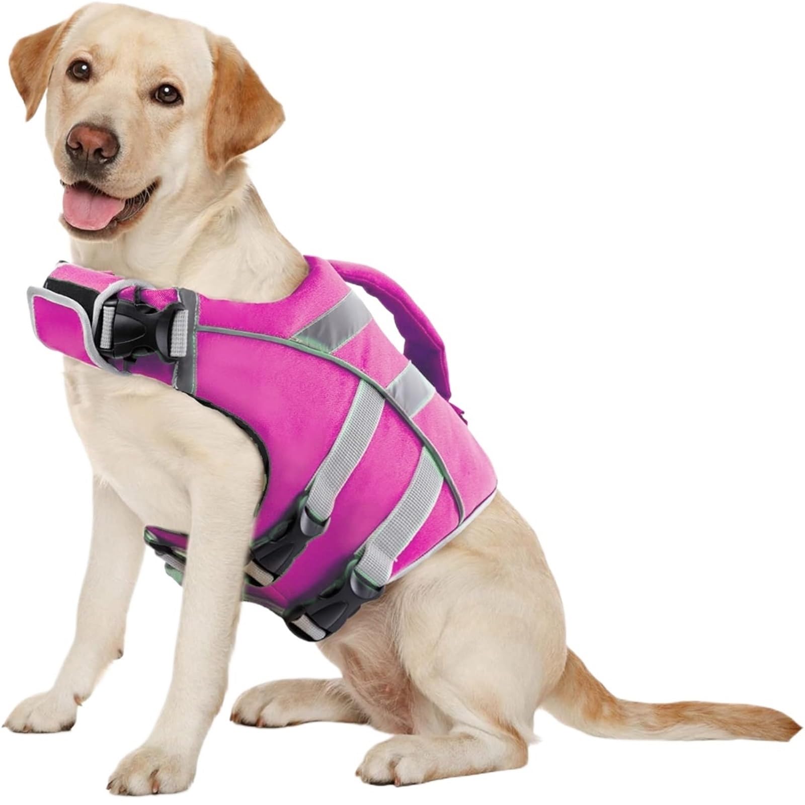 Gilet de natation élégant pour animaux rose XXL avec finition réfléchissante