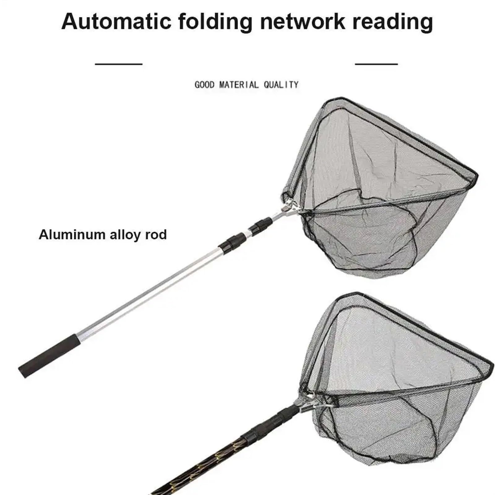 Red De Pesca Plegable Red de pesca de aleación de aluminio de 150CM, Red de aterrizaje plegable telescópica, poste retráctil for aparejos de pesca de carpa, liberación de captura Para Estanque, Lago