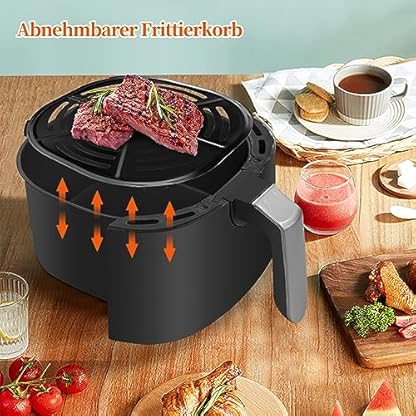 CLIPOP Heißluftfritteuse für die Ganze Familie mit Schneller Luftzirkulation 3,8L Friteuse Heissluft Fritteusen Air Fryer mit Digitalem LED-Touchscreen, 60-Minuten-Timer, ohne Öl, 1450W – Bild 8