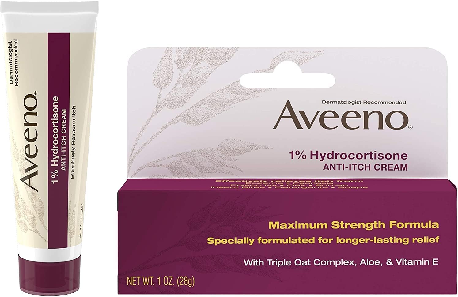 Aveeno 1% Hydrocortisone Anti-Itch Cream, 1 Oz (Pack of 3) Aveeno 1% Hydrocortisone Anti-Itch Cream, 1 Oz (Pack of 3)