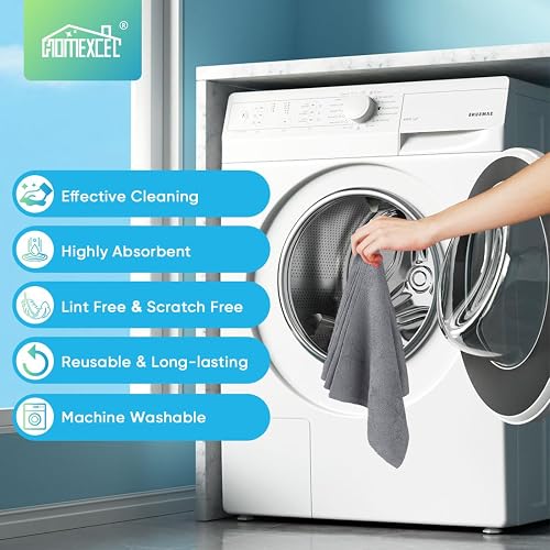 HOMEXCEL 100PCS Grey Microfibre Cleaning Cloths Towels Rags, 11.5x11.5 Inch - 7