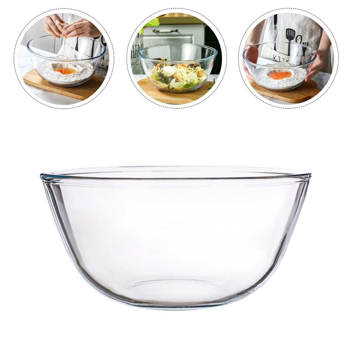 Klare Japanische Salatschüssel aus Glas Große Transparente Dessert Suppenschale Mikrowellengeeignet Stilvolle Haushalts servierschale für Salat Obst und Kuchen