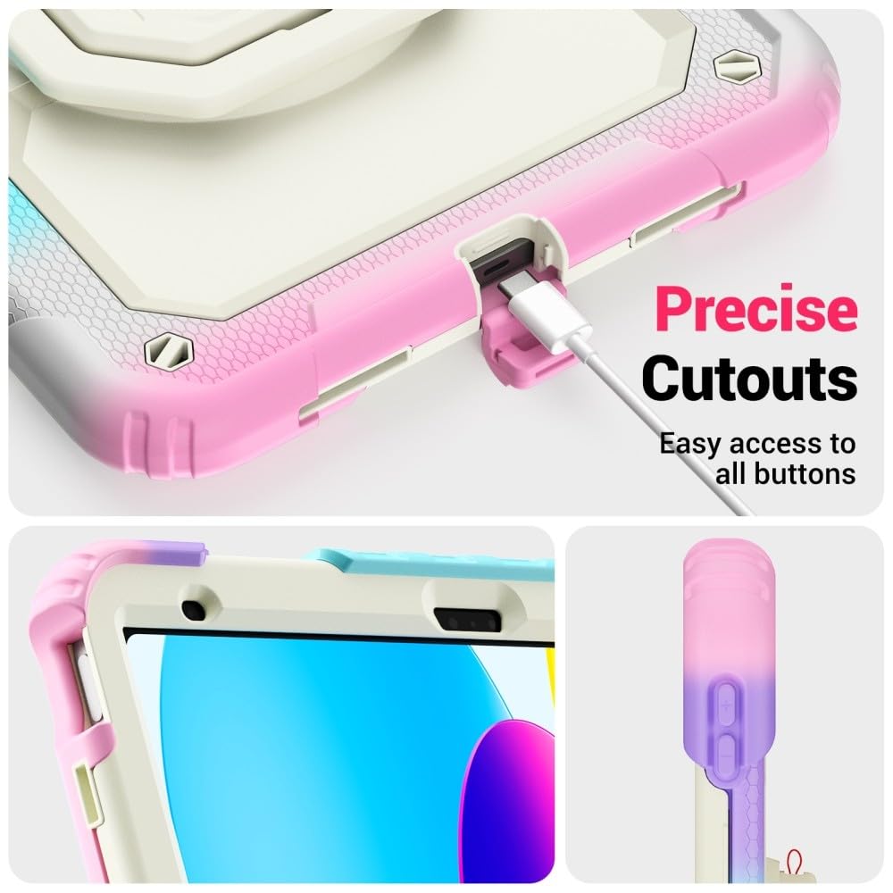 Generic Custodia compatibile con iPad 5a generazione 9.7 2017 (colore: rosa mimetico) elegante custodia rigida completa in silicone rigido con tracolla