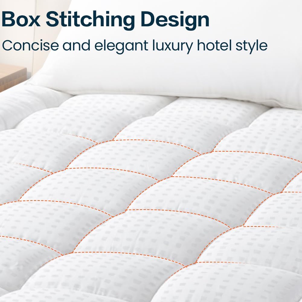 EASELAND Mattress Pad Full XL Pillow Top Mattress Cover Quilted Fitted Protector Cotton Top 8-21" Deep Pocket Mattress Topper(54x80 Inches)