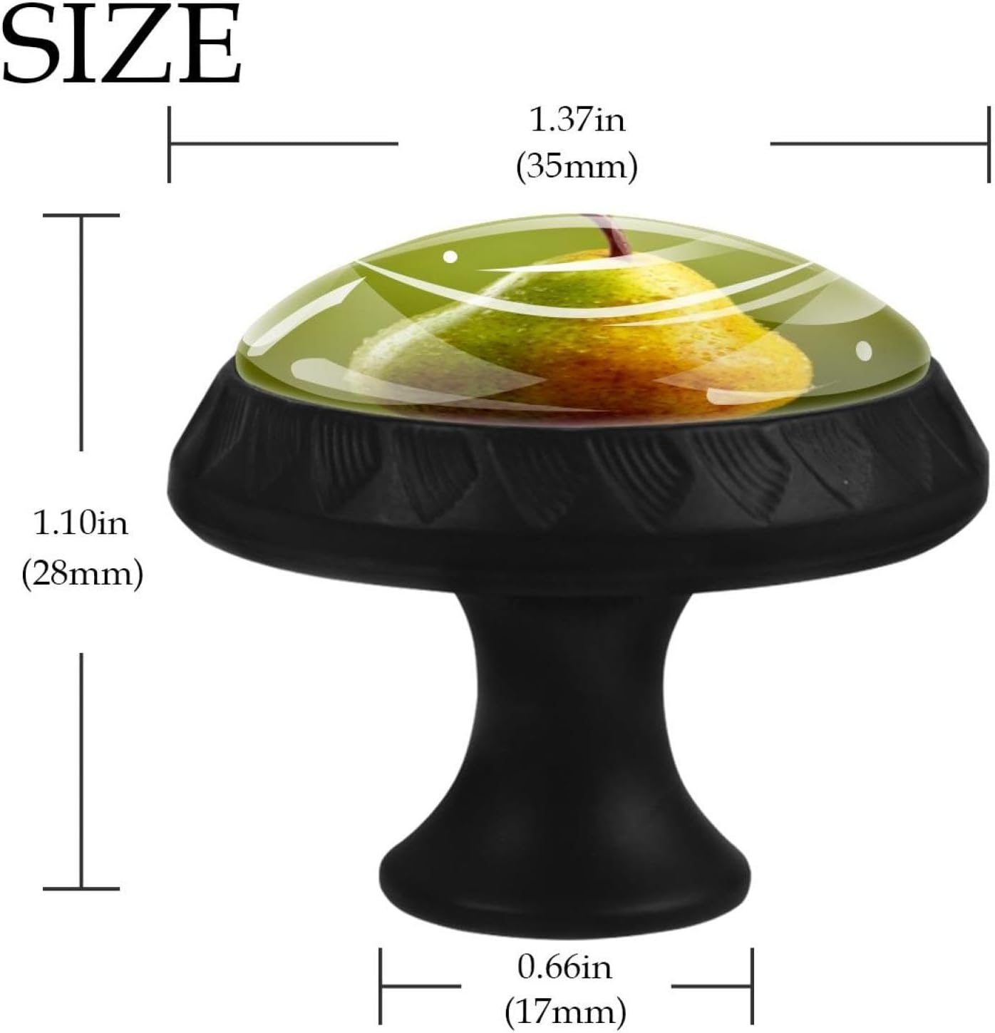 Black Fresh Pear (1) Pattern Cabinet Knobs, Decorative Drawer Pulls for Kitchen Cabinet, Furniture Hardware for Cupboard Closet Bedroom