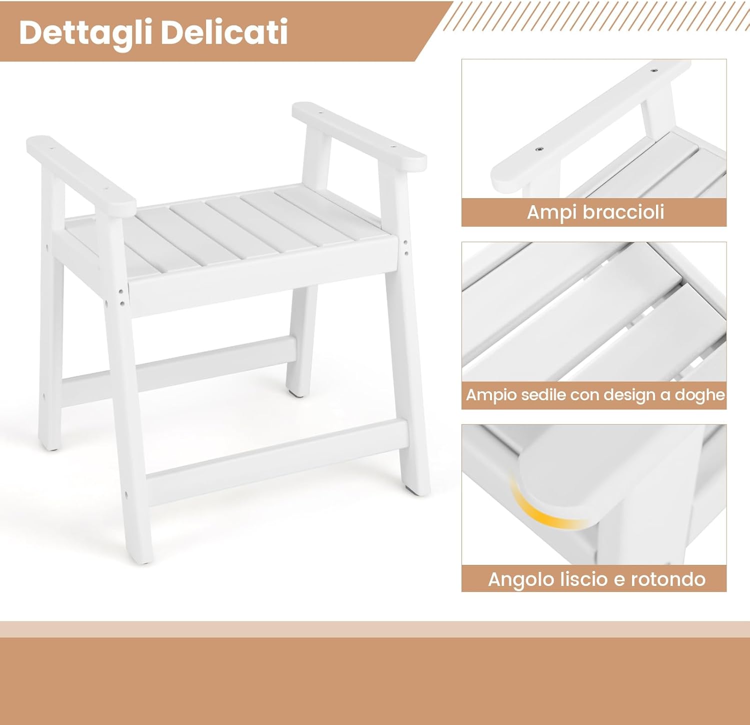 Comparison image showing the superior waterproof and easy-to-clean properties of HDPE material versus wood/bamboo/MDF