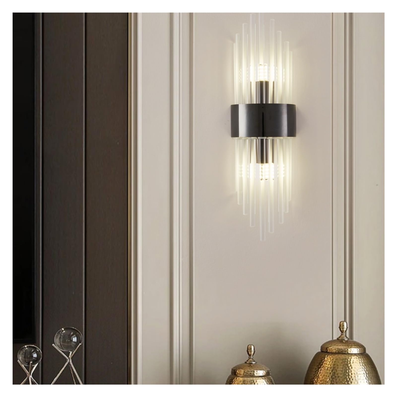Aplique De Pared Cristal Acero Inoxidable Dorado/negro For Sala Estar, Dormitorio, Cocina, Iluminación Decorativa For El Hogar, Fuente Luz G9 Ajuste Flexible