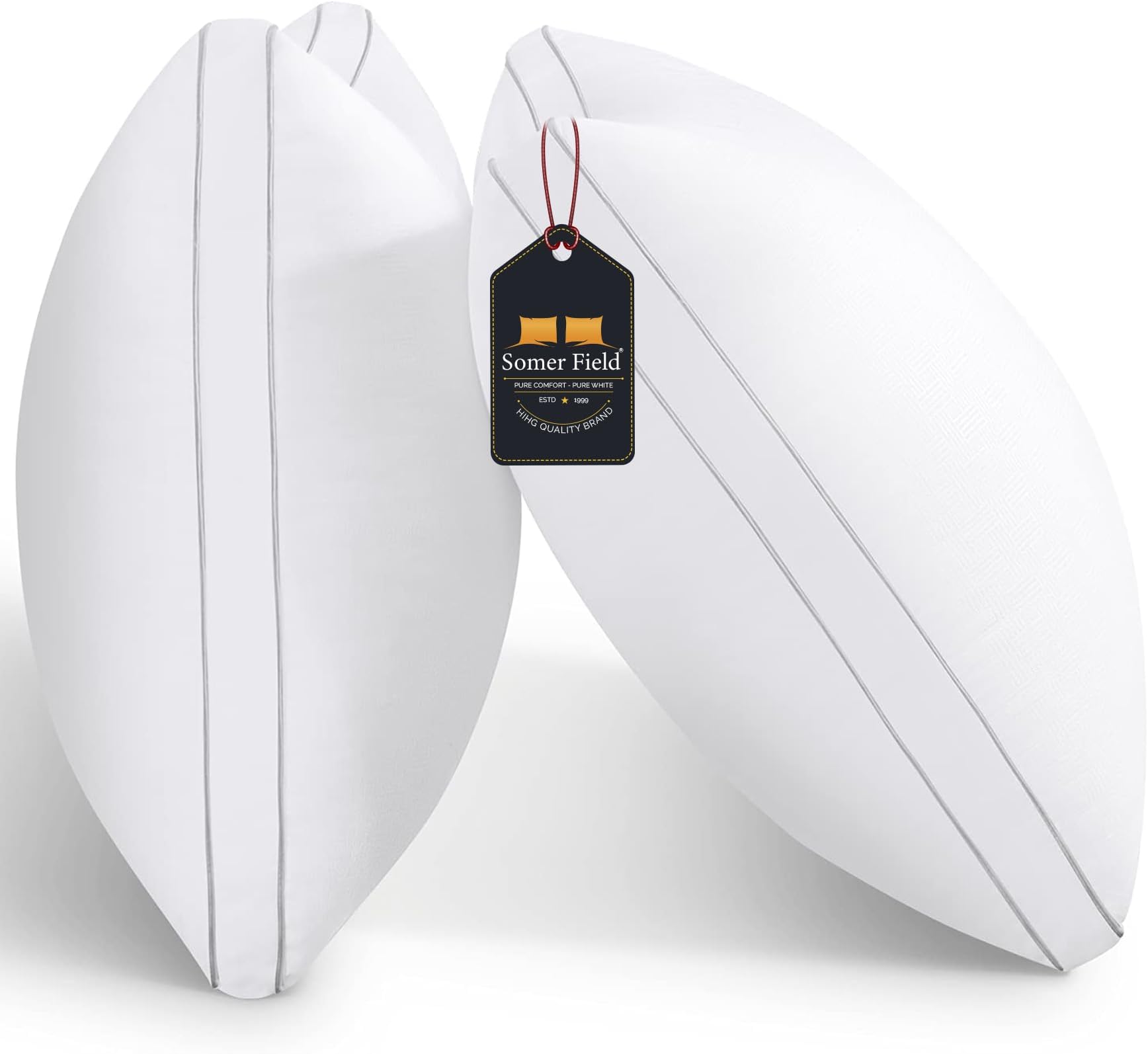 02 Piece Pillows Pack Side Sleeping Bed Pillow for Side Back Stomach Sleepers Hotel Quality Down Alternative Easy Care Premium Quality, White, Queen Size 20X30 Inches, Best Buy