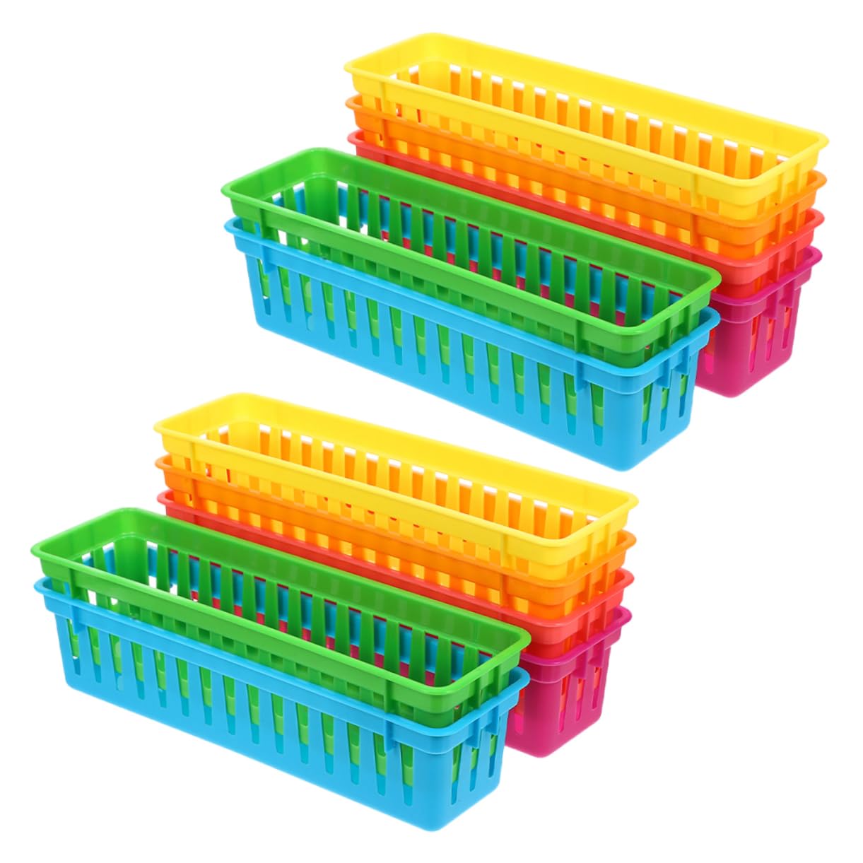 Tofficu 24piezas Cestas De Almacenamiento De Plástico Coloridas Para Lápices y Material Escolar Organizador Apilable De Para y Profesores