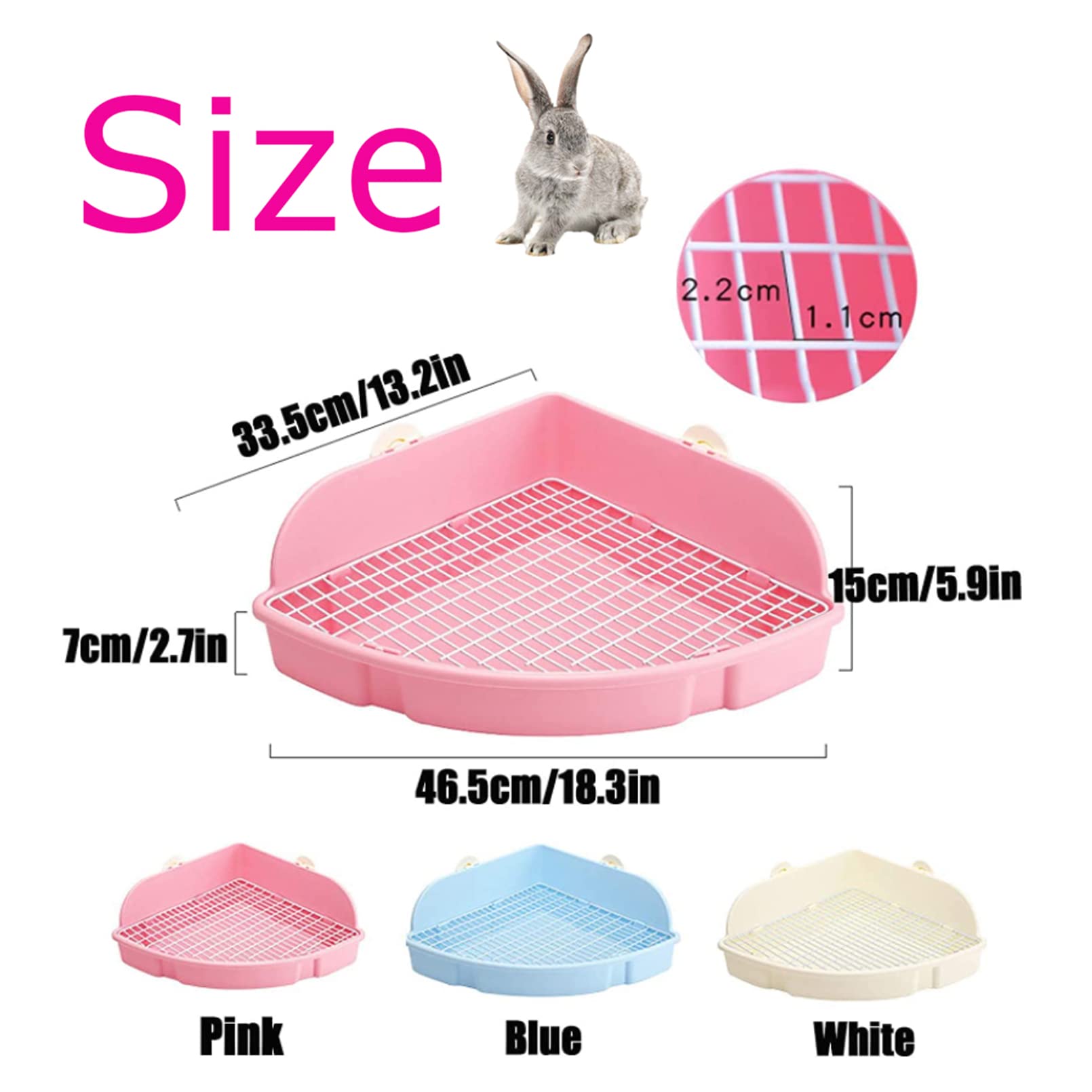 PINVNBY Caja de arena grande para conejos, caja de inodoro de esquina de conejo, jaula de animales pequeños, inodoro para mascotas, orinal para mascotas, caja con forma de abanico para conejillos de