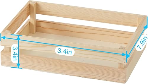 Miniatura 3 de Juego de 3 cajas de madera rústica con asas, cajas decorativas de madera, caja de almacenamiento de madera para cocina, oficina, dormitorio,