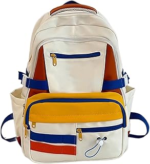 Mochila coreana de nailon de color de contraste, multifuncional, de gran capacidad, con cremallera, para la escuela y viajes, mochila de moda