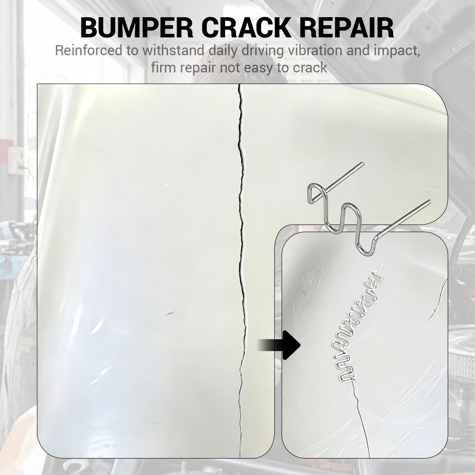 Grapas Onduladas, 1000 PCS Parachoques automático plastico Soldadura Reparar Grapadoras calientes, Grapas de Onda Precortadas, grapadoras de plástico para reparación de autos, Grapas calientes