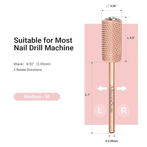 Miniatura 5 de MelodySusie Brocas para uñas con parte superior de cristal, brocas de carburo de barril grande de 2,38 mm, adecuadas para manicura, pedicura,