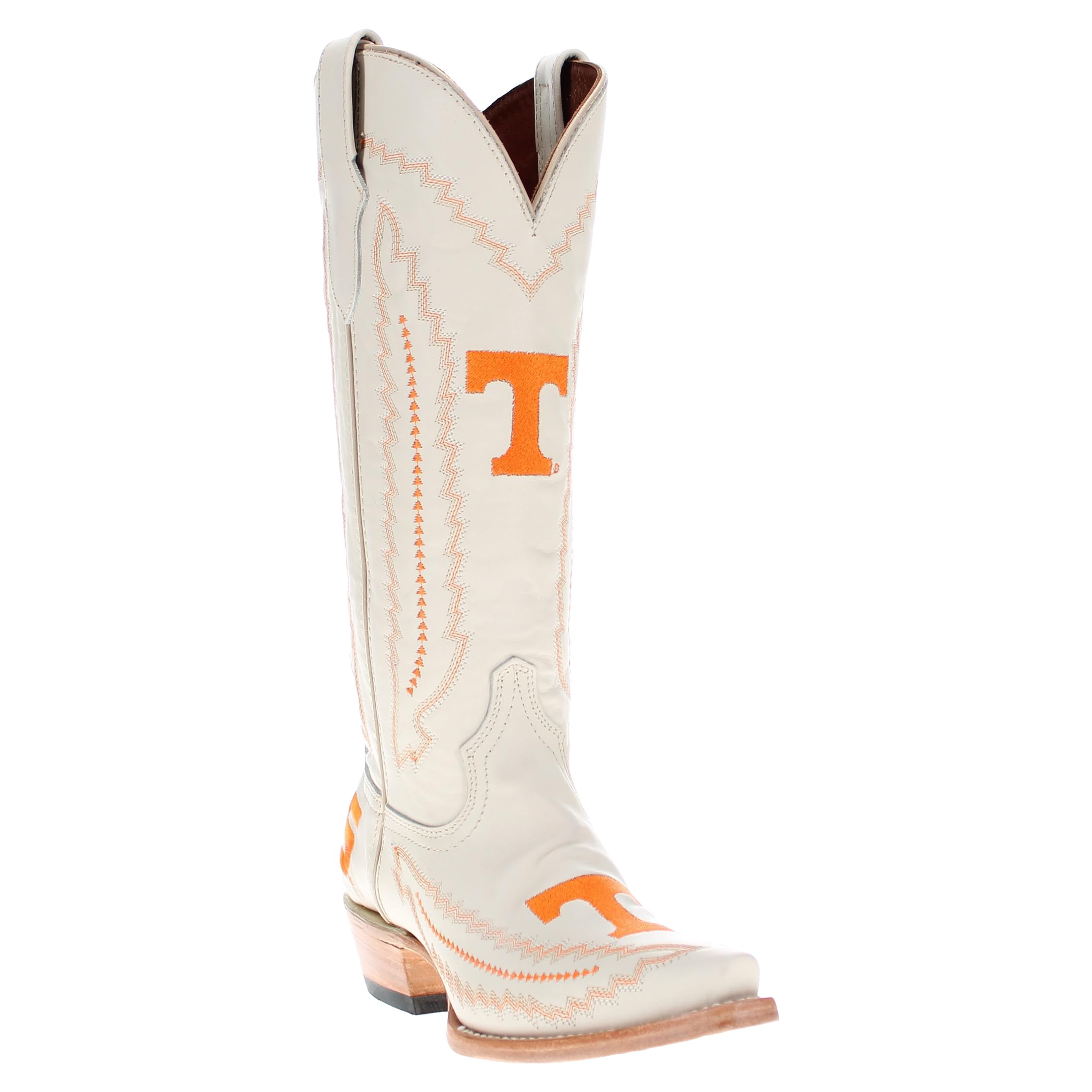 Vaccari Women's Naomi Genuine Leather NCAA League Embroidery Snip Toe Cowgirl Boots