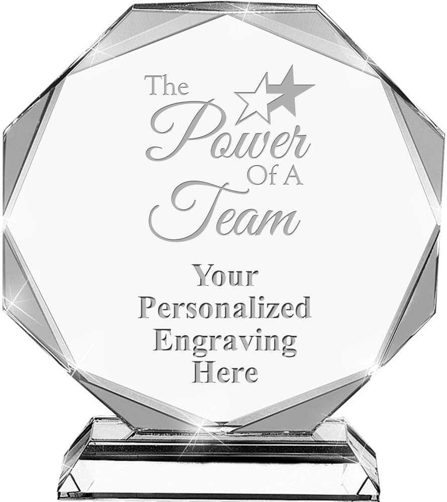 The Power of A Team Crystal Awards, 6.75" Custom Teamwork Award with Engraving Included
