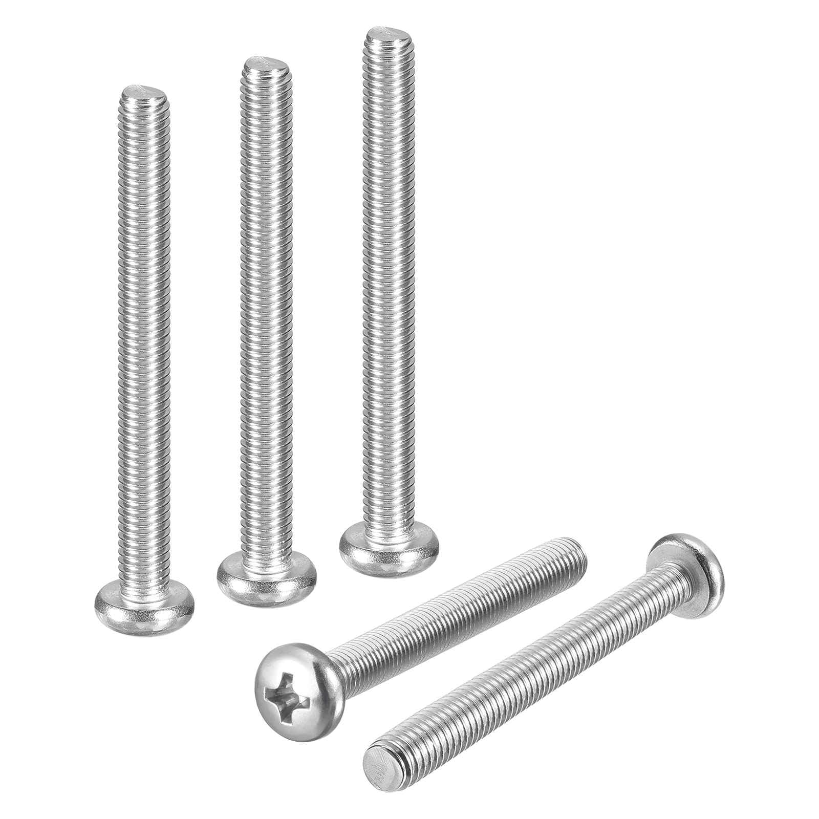 DTGN M5-0.8x50 Pan Head Machine Screws - 50pcs - Good for Machinery - 304 Stainless Steel Phillips Machine Screws Bolts - Silver