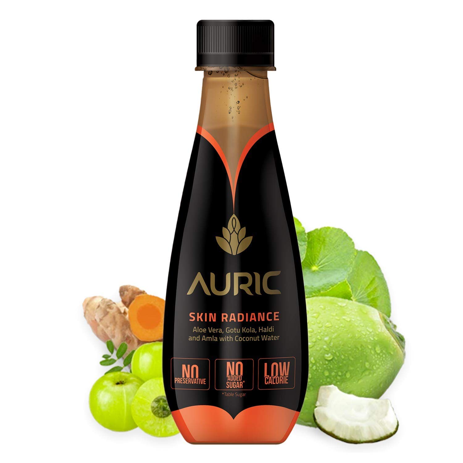 Glow Skin Naturally | Recommended by celebrities & dermatologist | Natural & Low calorie Ayurvedic drink Auric Skin Radiance (Pack Of 2 Bottles)