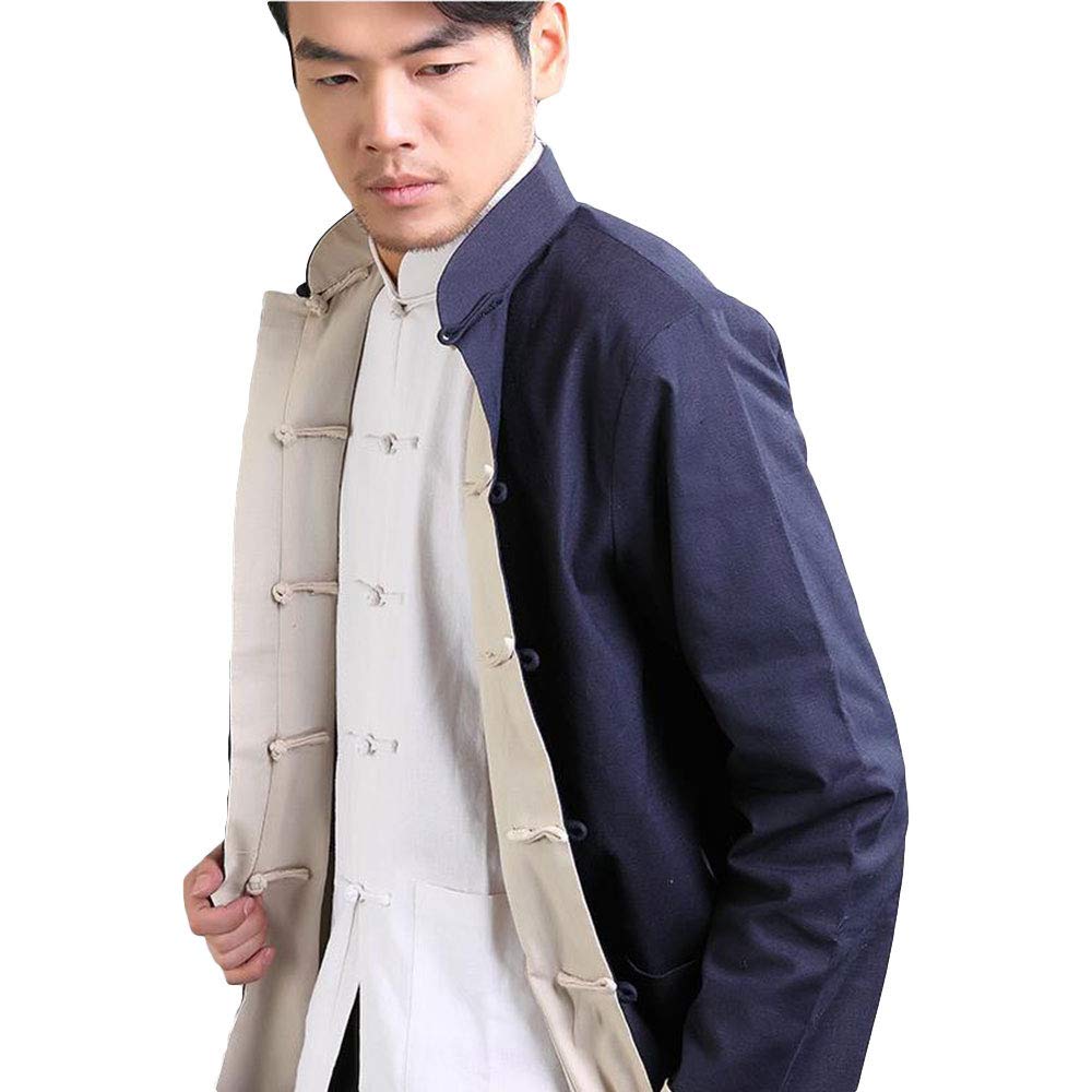 G-LIKE Kung Fu Herren Jacke - Traditionelle Chinesische Kampfkunst Tai Chi Qigong Wing Chun Shaolin Lange Ärmel Training Kleidung Doppelseitig Frühling Herbst Mantel Casual Look