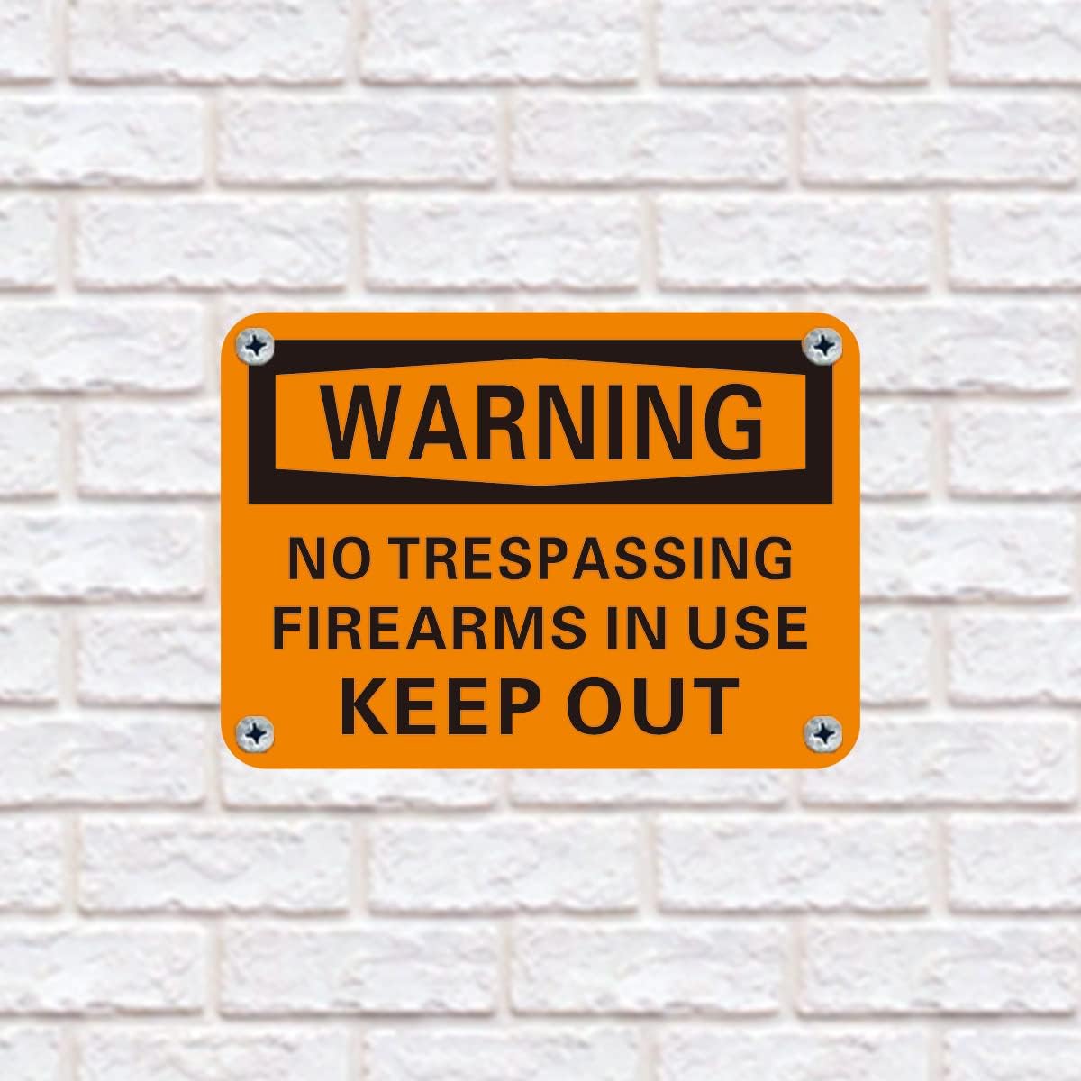 Beiyier (2-Pack) Warning No Trespassing Firearms in Use Keep Out Safety Sign Private Property Metal 10x14 Aluminum, Durable/Weatherproof Indoor or Outdoor Use for House and Business