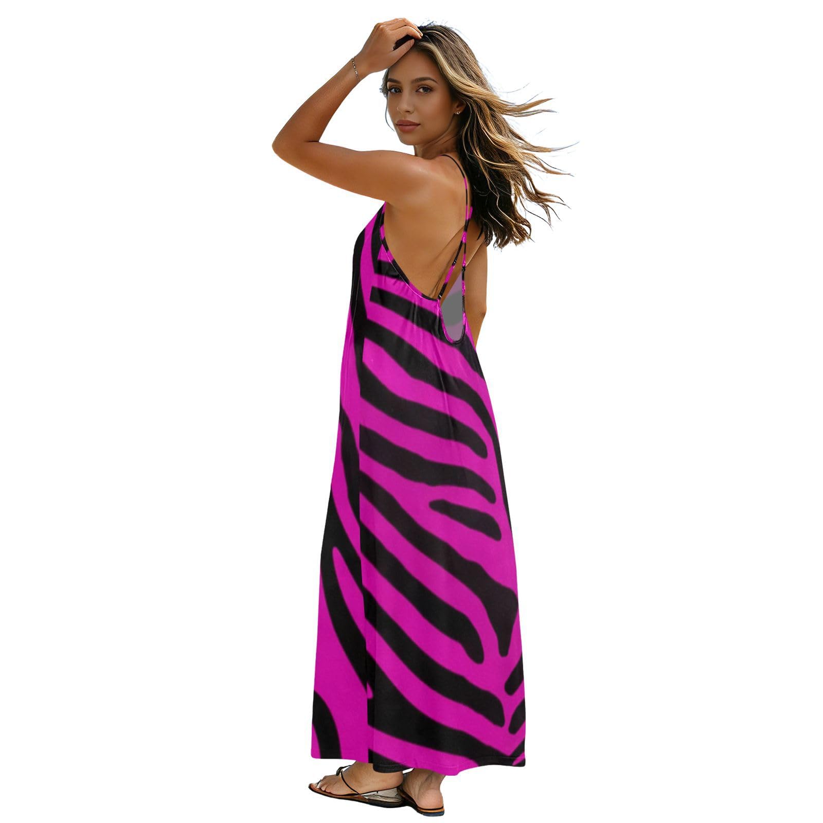Robe caraco longue fluide à dos ouvert pour femme en maille légère - 7