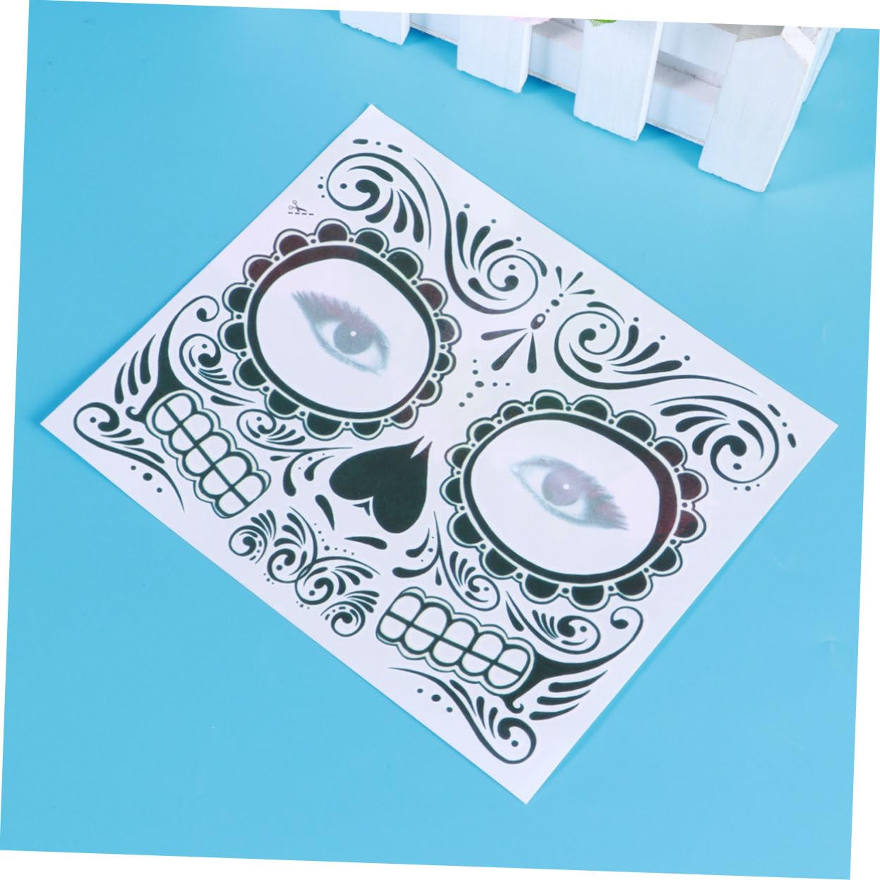 Beavorty 2piezas Parche Facial Tatuajes Temporales De Esqueletos Día Muertos Resistentes Al Agua Cara Perfectos Para Halloween
