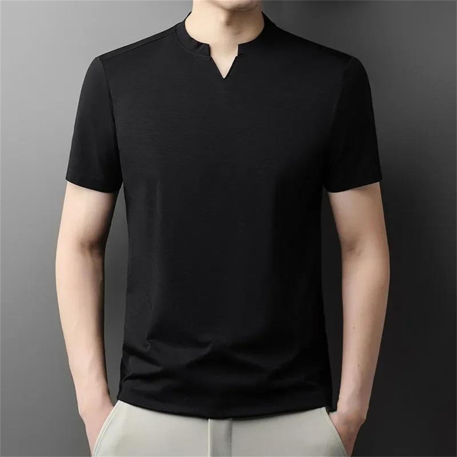 Camiseta de manga corta con cuello en V para hombre, transpirable, casual, holgada, ligera, para uso diario