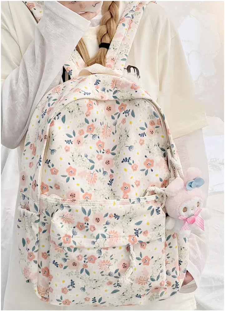 Cotton Canvas Backpacks for Women Backpack Purse Fashion Casual Travel Daypack - Image 2