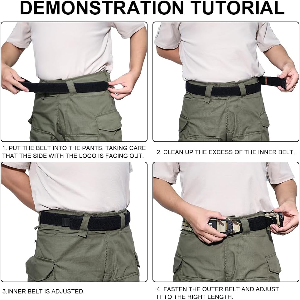 SINAIRSOFT Tactical Battle Belt,Dual Layer Combat Belt,1.75” Inner & 2.15” Outer Quick-Release Rigger MOLLE Belt