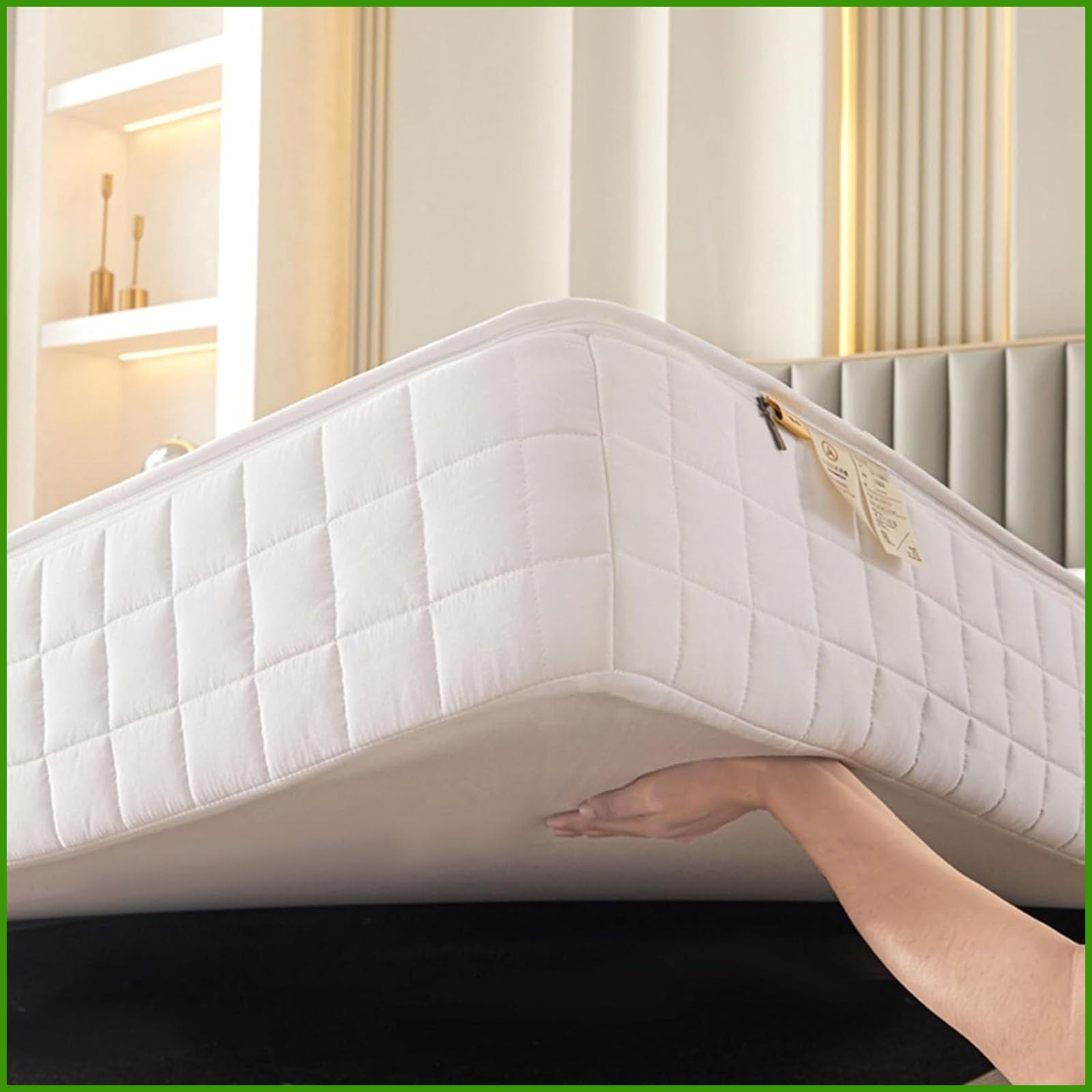 Coprimaterasso Singolo Matrimoniale Con Cerniera Copri Materasso 1 Una Piazza E Mezza,Fodera Per Materasso 120x190/160x190/120x200 Imbottito Personalizzabile Trapuntato(Bianco,160x190x20cm)