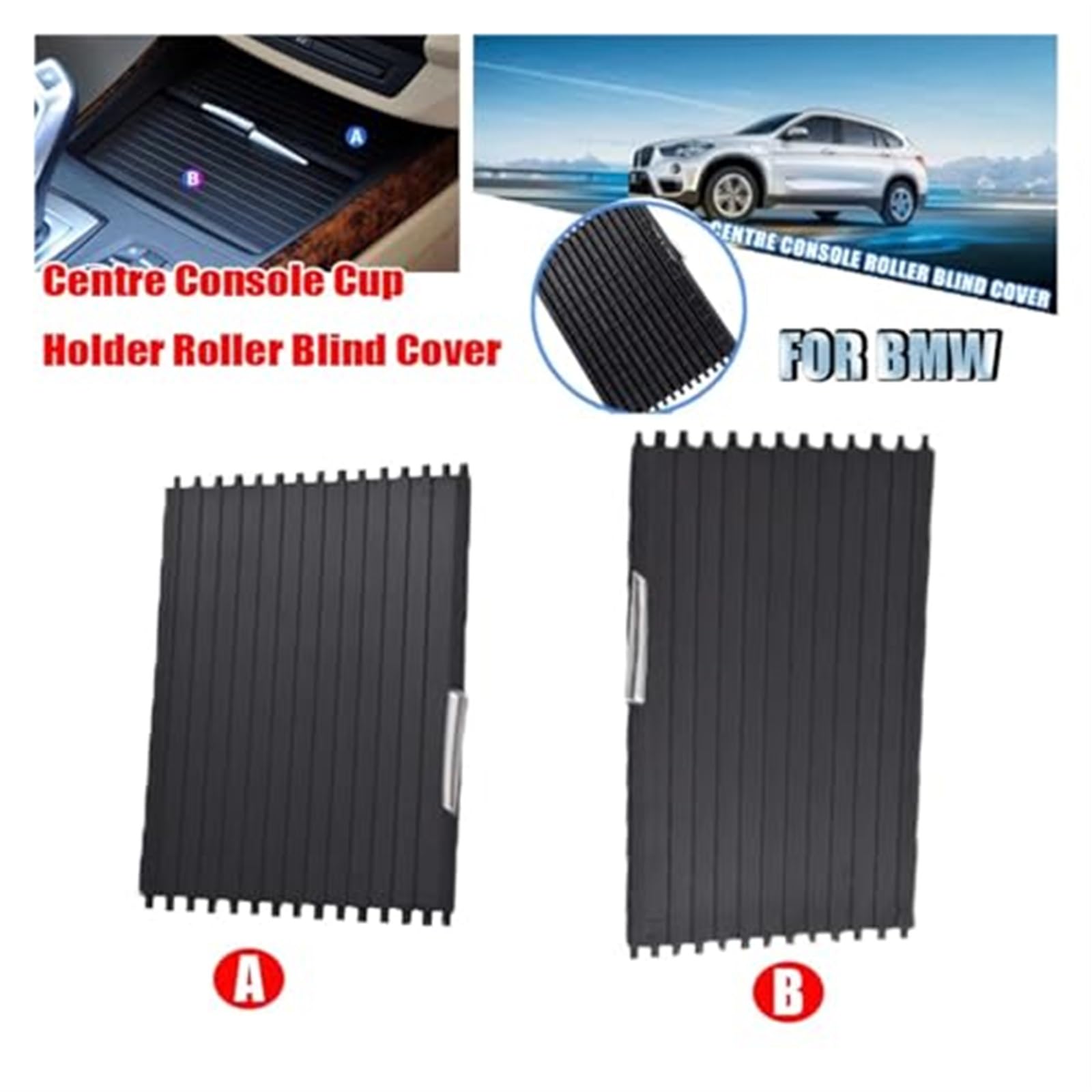 QKLsudua Car Center Console Bekerhouder Cover Slide Rolgordijnen Opbergdoos Rits Schuifhoes Compatibel met B-MW X5 E70 X6 E71 E72 2007-2014-A Sectie