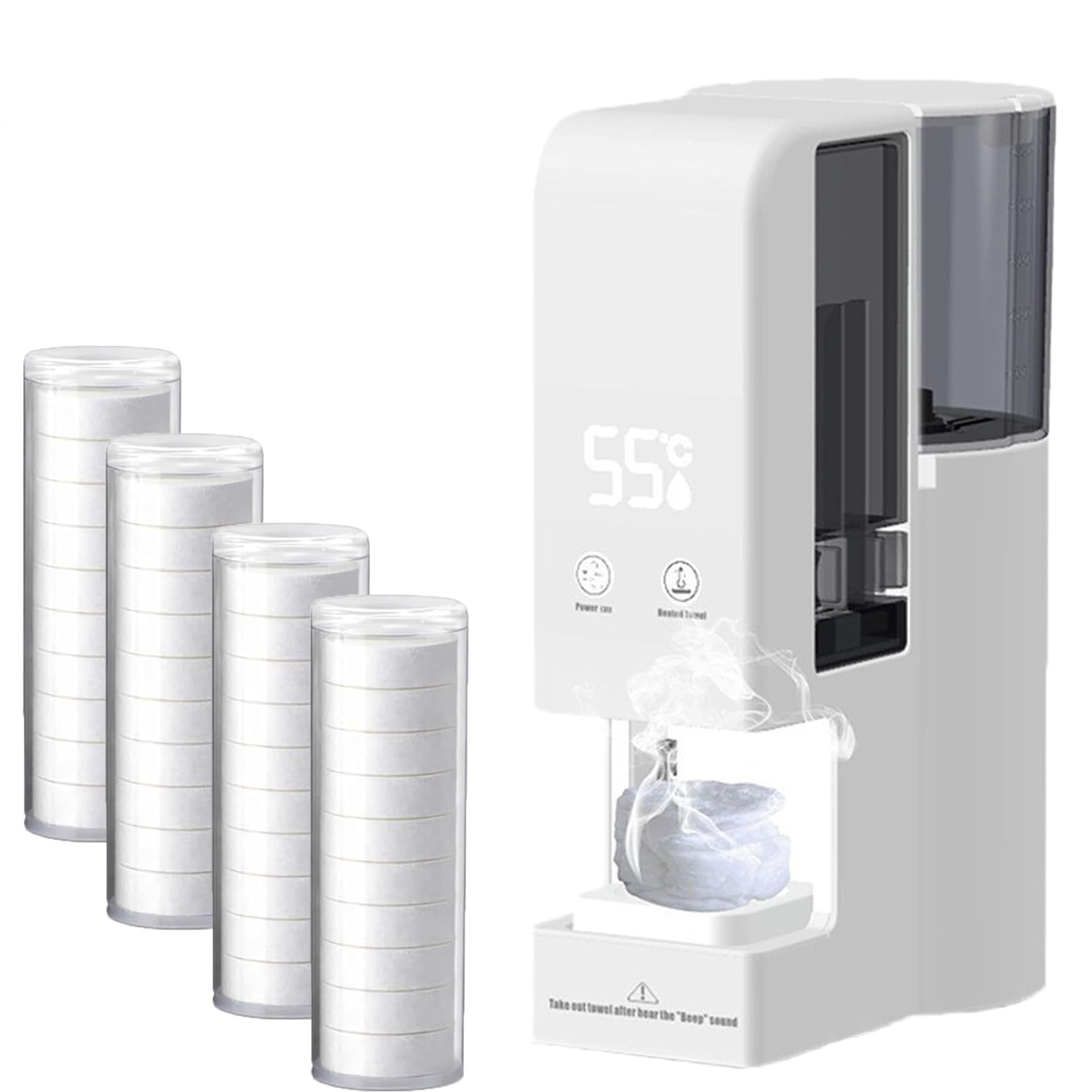 Automatic Hot Towel Dispenser, Face Towel Warmer 5-Second Rapid Heating, 55°C Constant Temp Heated, Suitable for Skincare, Cleansing and Physical Therapy (1set & 80towel)