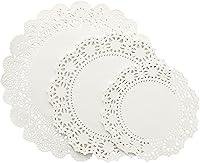 Juvale 150 Pack White Round Lace Paper Doilies - Assorted 6.5in 8.5in 10.5in for Tables Cakes Crafts Events