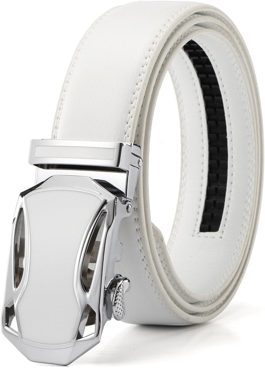 Men's Ratchet Belt Genuine Leather Slide Belts Adjustable