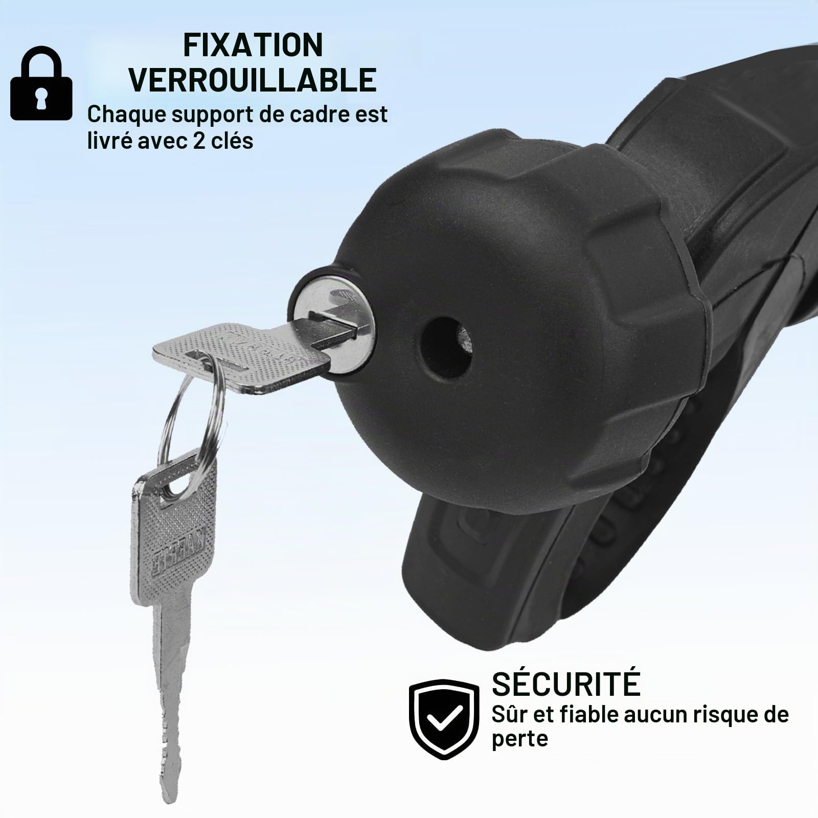 TEOV Support de Cadre Court 25 cm de Longueur, Support de vélo, Pince de Fixation pour Camping-Car, verrouillable, pour Tube de Support en U