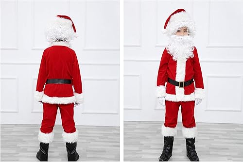 Miniatura 5 de ELFJOY Traje de Papá Noel para niños, disfraz de Navidad, Halloween, cosplay, juego de 11 piezas