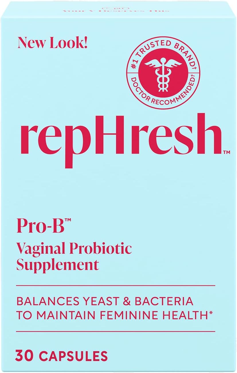 RepHresh Pro-B Vaginal Probiotic Supplement, pH Balance, Probiotics for Women, Balances Yeast and Bacteria to Maintain Feminine Health, Daily Oral Capsules, 30 Count