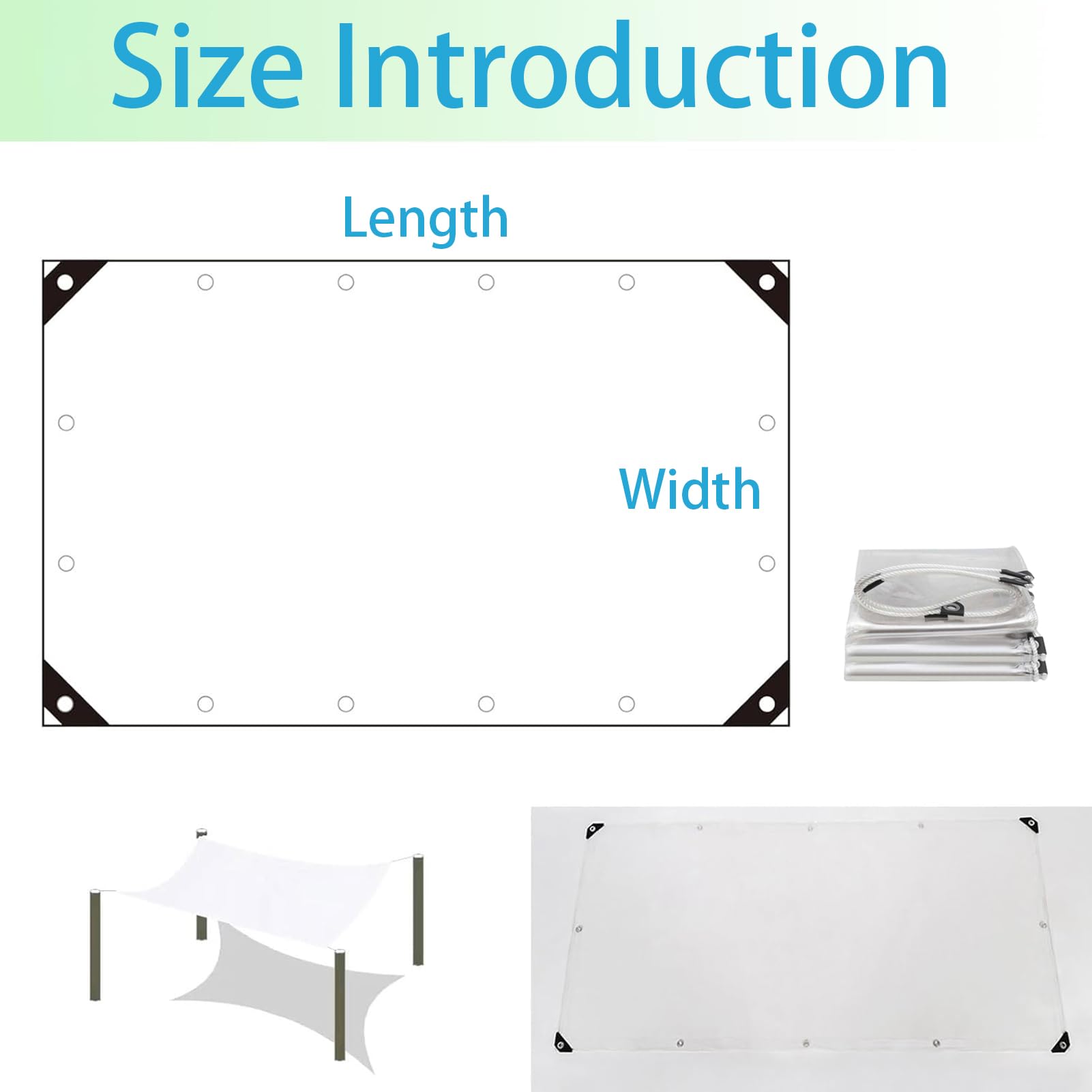 Bâche Transparente PVC Renforcée - Imperméable Et Résistante - Avec Œillets Et Corde - Pour Jardin Ou Serre