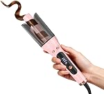 LANDOT Hair Curler Automatic 1-inch - Easy-to-Use Self Curling Wand, Ceramic Dual Voltage Curling Iron for Women, Effortless Curls, Anti-Scald, Tangle-Free, Adjustable Temp, Rose Gold