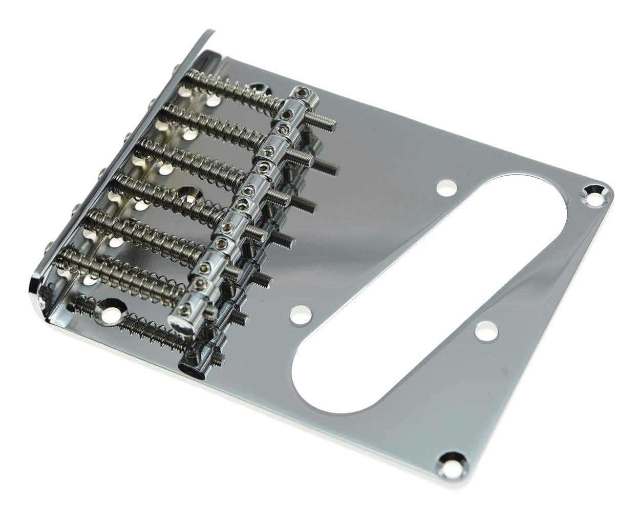 KAISH Tele Style Single Coil Guitar Bridge with 6 Barrel Saddles for Telecaster Chrome - Image 2