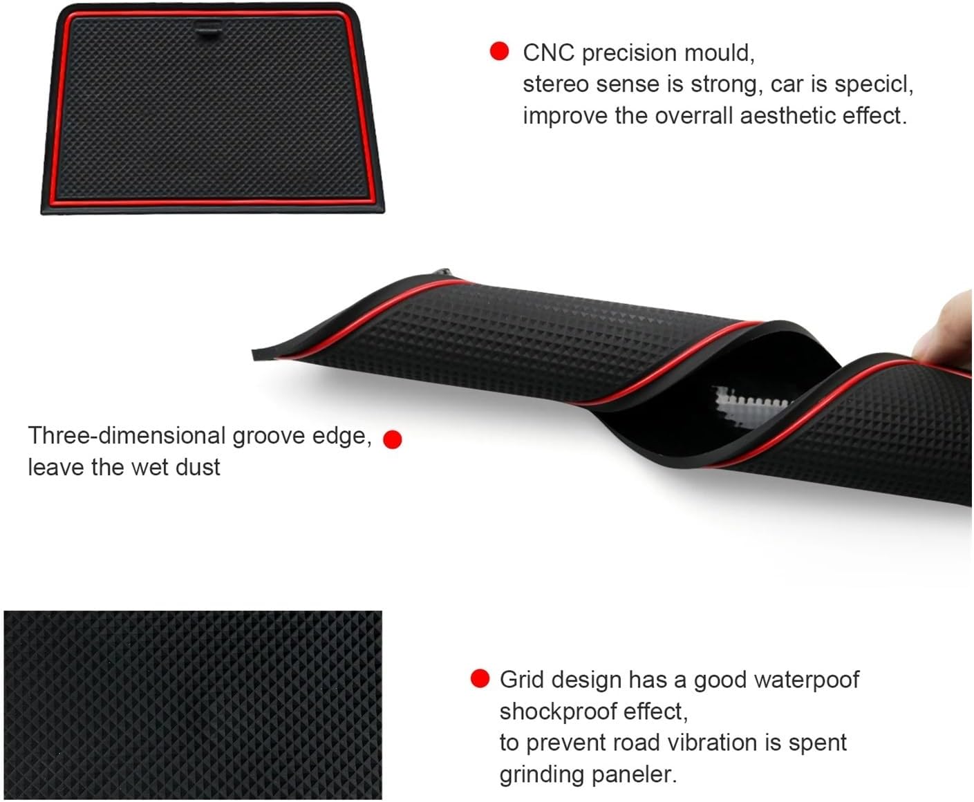 Door Groove Mat Compatible with Q4 e-tron 2021-2025 Car Anti-Slip Mat Rubber Gate Slot Pads Auto Q4 e-tron Accessories 2024(Red)