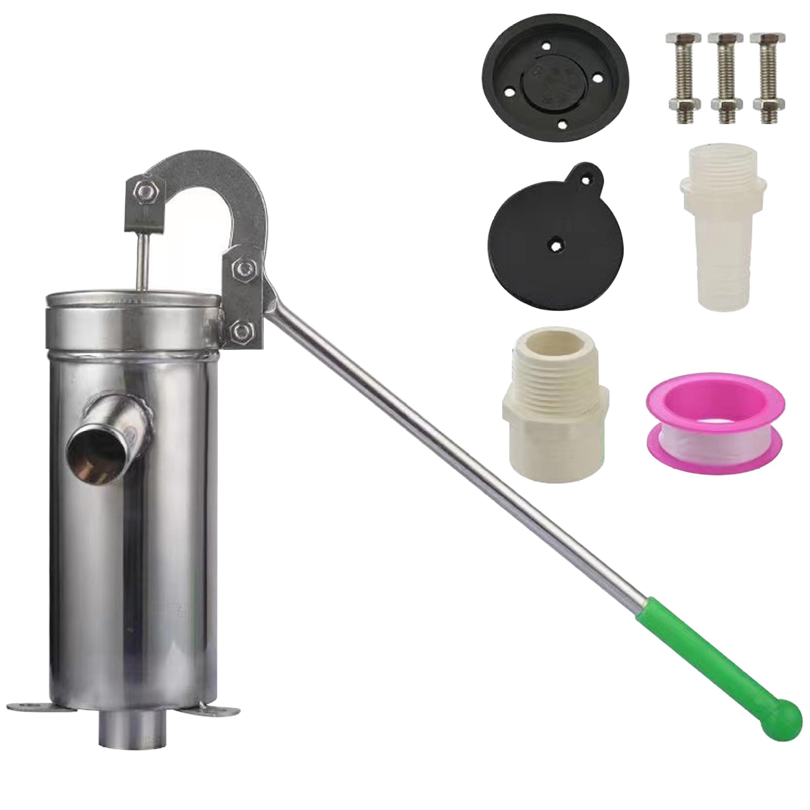 Faroby 1Pc Stainless Steel Hand Well Pump, 32.8Ft Depth Manual Pitcher Pump For Home Garden Yard
