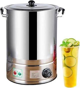 30L/40L Commercial Catering Urn, Hot Water Boiler Dispenser, Soup Kettle Buffet Warming Pot, 30-110C Temperature Control Knob, Electric Boiling Water Bucket,No Faucet,40L