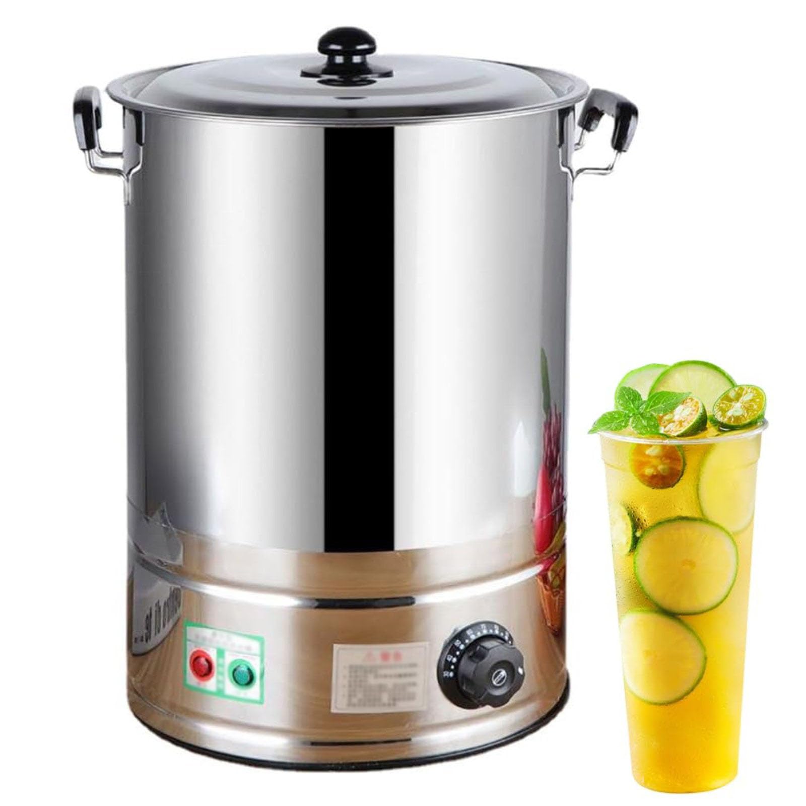 MYUYEE 30L/40L Commercial Catering Urn, Hot Water Boiler Dispenser, Soup Kettle Buffet Warming Pot, 30-110°C Temperature Control Knob, Electric Boiling Water Bucket,No Faucet,30(No Faucet-30L)