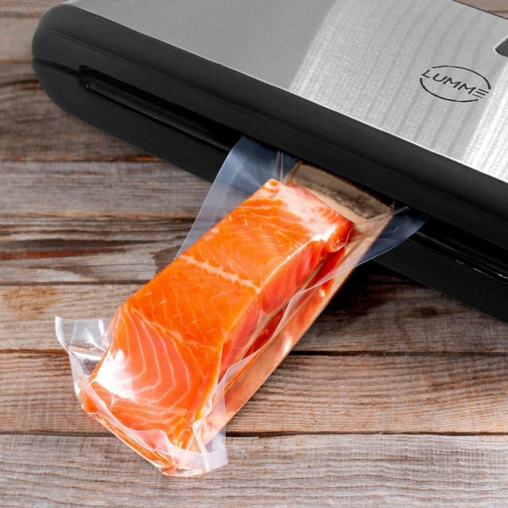 Lumme Vacuum Sealer Machine, 110W Suction Power, Bags Included, Compact One-Touch Automatic with External Vacuum System, Pulse mode, Dry Moist Fresh Modes for All Saving needs
