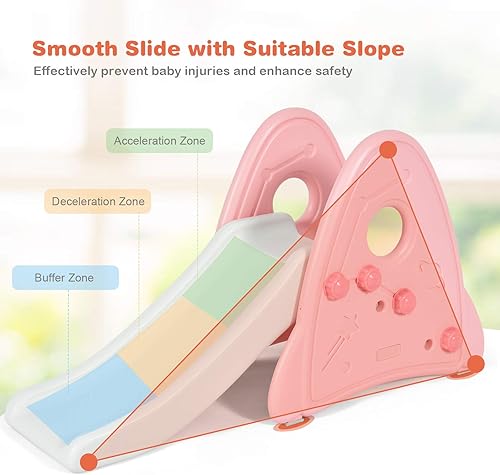 Miniatura 5 de HOMGX - Mini tobogán pequeño para niños con escaleras ampliadas y borde liso, tobogán pequeño independiente para interiores y exteriores con