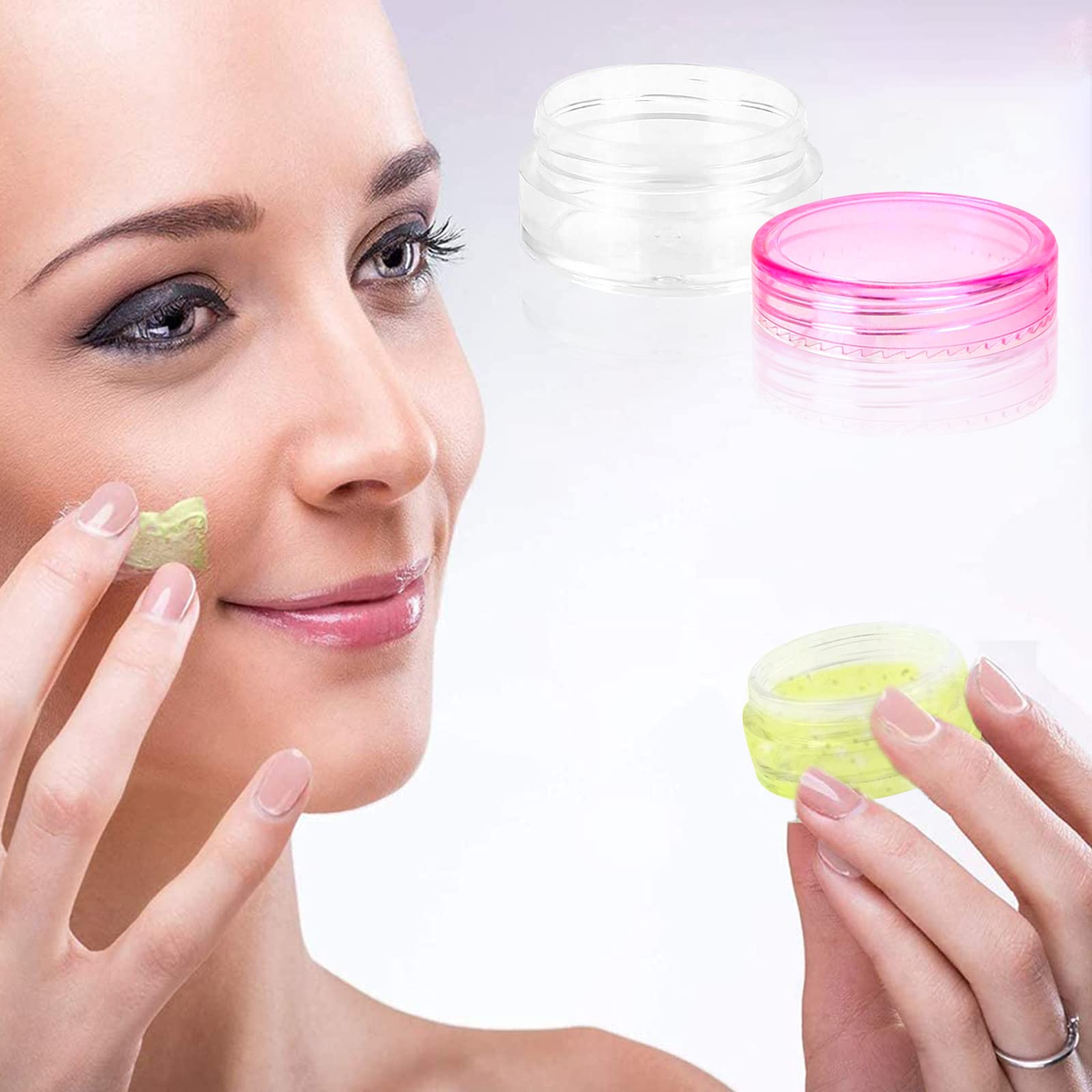 120 contenitori da 5 ml, per crema PS con 4 mini spatole per cosmetici, balsamo per labbra, crema per unghie, strass, pigmenti, ombretti