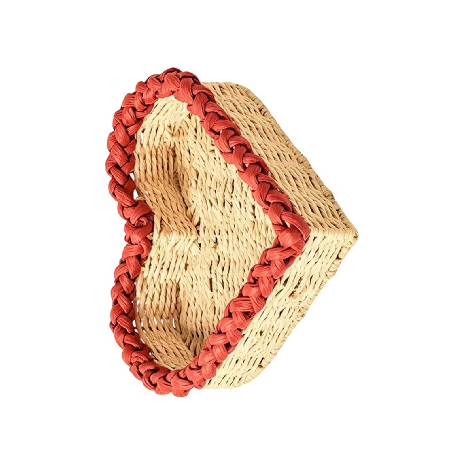 ZEPFJHE Paper Cord Organiser Woven Heart Basket for Storing Jewelry Cosmetics and Small Accessories Small Items Planner