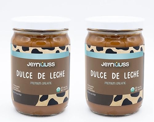 Dulce De Leche Jeynúuss - Salsa de caramelo orgánica para aderezo de postres sin gluten sin lactosa paquete de 2