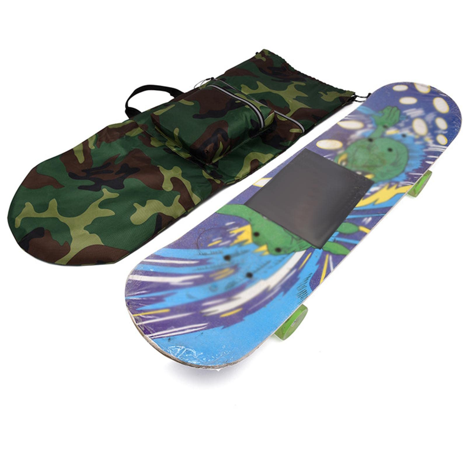 Generic Oxford Skateboard Backpack Bag Water Resistant Shoulder Bag Folding with Handle Carrier Longboard Carry Case for Travel Women Men Beginners 1pcs (Green)